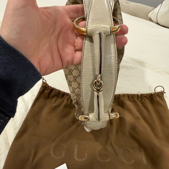 100% Authentic Gucci Beige Monogram Shoulder Bag - Picture 8 of 13